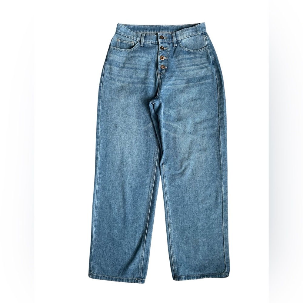 Women’s High Rise Button Fly wide Leg Barrel Jeans size medium